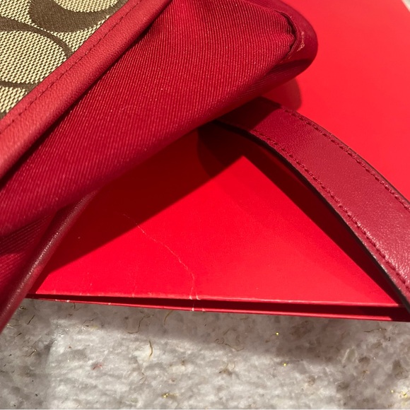 Coach Signature Canvas Tote Bag - Red and Brown - Picture 12 of 12